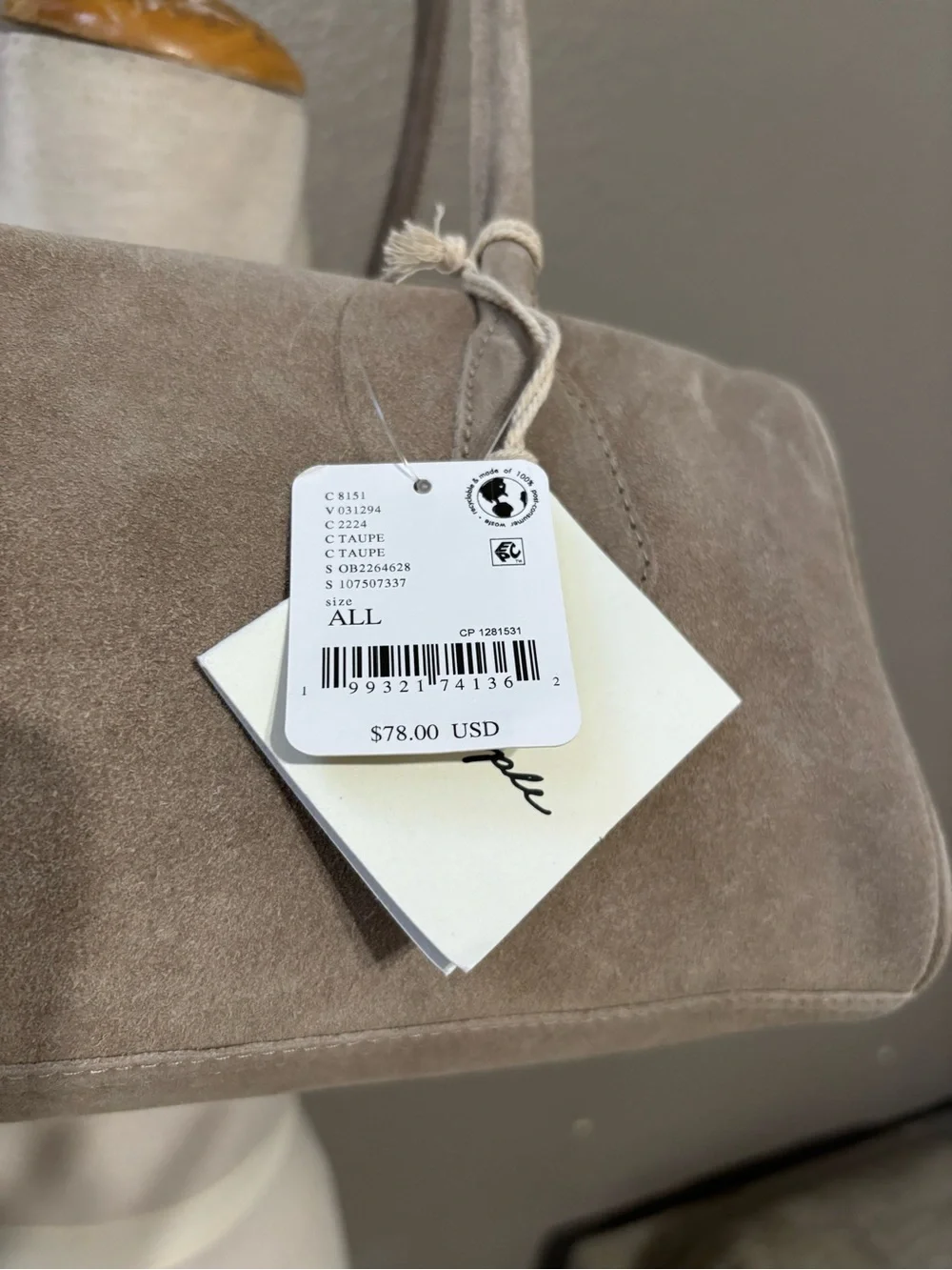 NEW! Free People Taupe Sierra Suede Shoulder bag